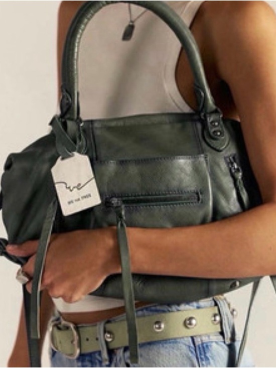 Free People Handbags - Free People Baby Emerson Olive Green Leather Shoulder Bag
